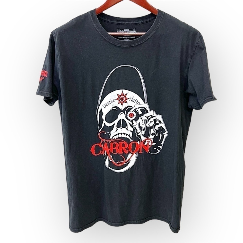 Pro Wrestling Tees Cabron skull graphic, black, 100% Cotton, size L